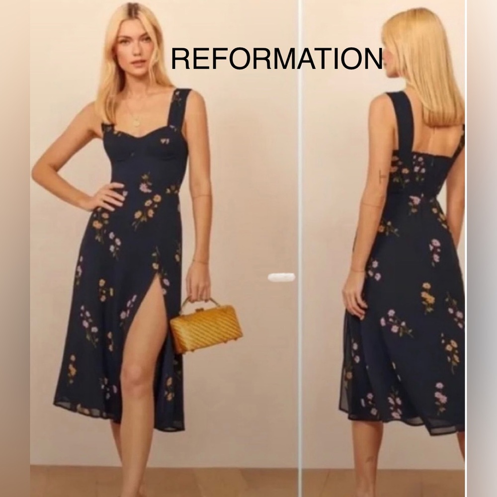 REFORMATION- FULTON FLORAL MIDI DRESS